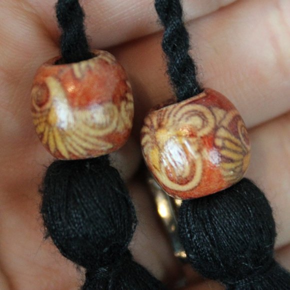 Lucky Brand Black Boho Print Beaded Tunic Blouse Top - Picture 7 of 8